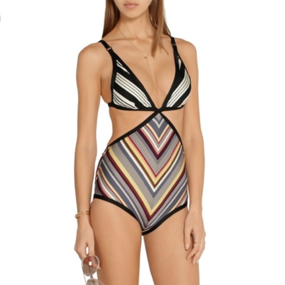Zimmerman retro stripe cutout one piece swimsuit